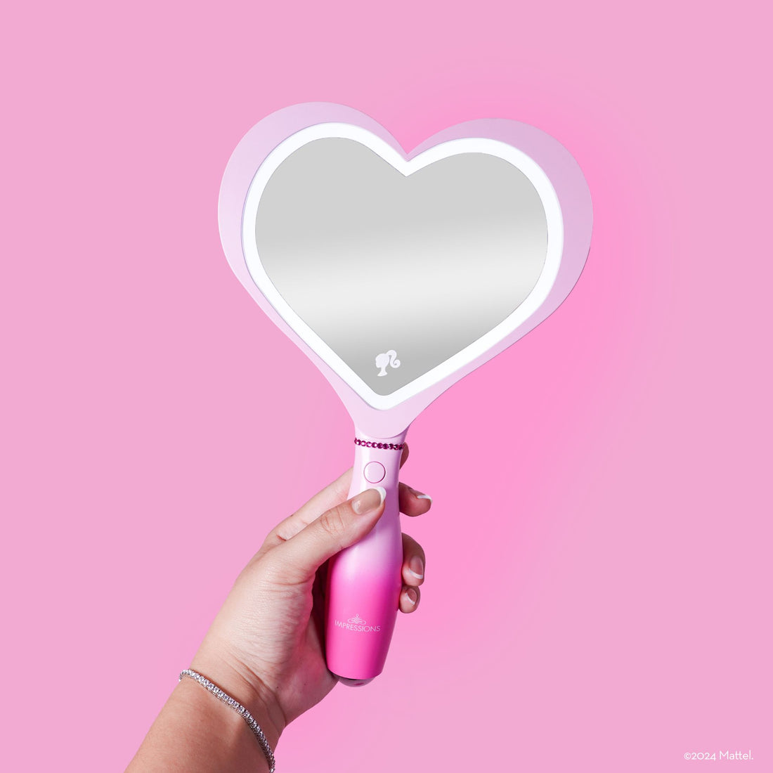 Impressions Vanity Barbie LED Handheld Makeup Mirror with Standing Base