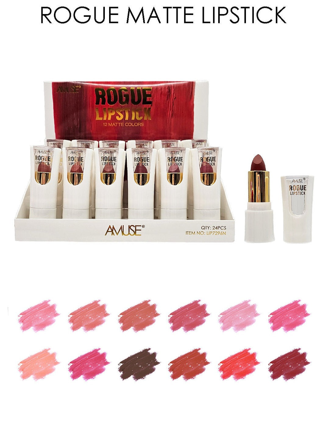 Amuse: Rogue Matte Lipstick 6 Colors -24pc display