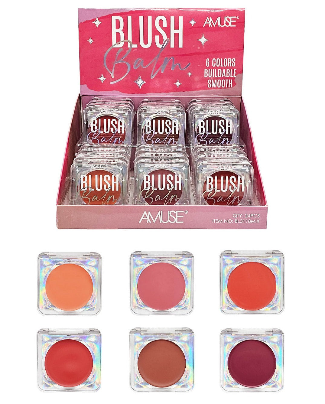 Amuse: Blush Balm 6 Color Buildable Smooth -24pc display