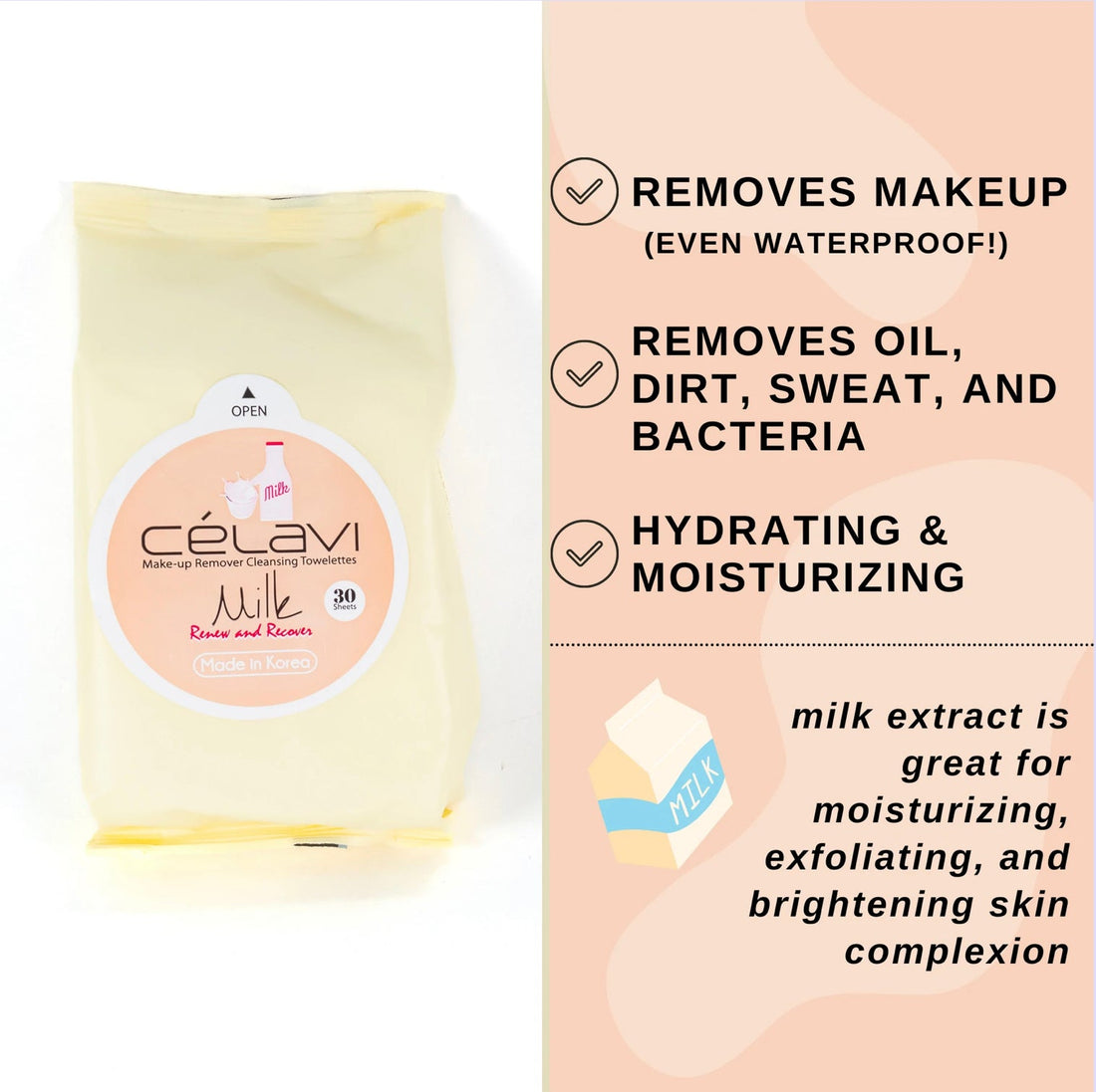 Celavi Milk Cleansing Wipes