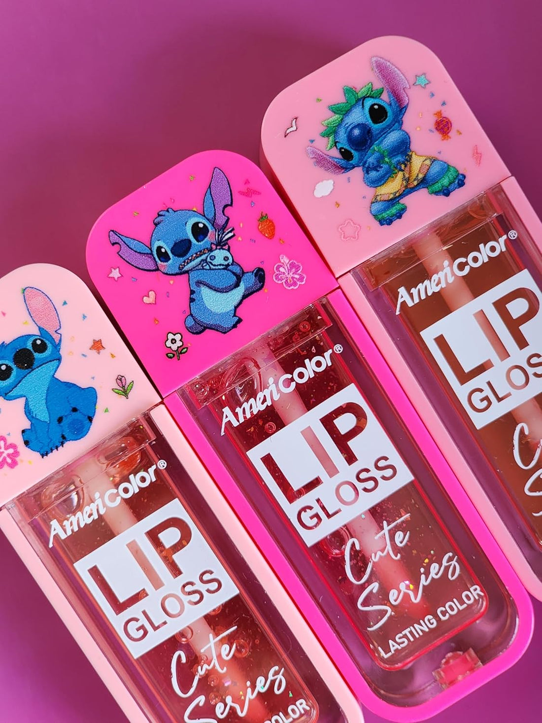 Bundle STITCH Lip Gloss Set of 6, Girls Party Favors, First Makeup Set for Girl, Perfect for Parties, Sleepovers, and Birthday Gifts, Ages 3+, Fruit Scented
