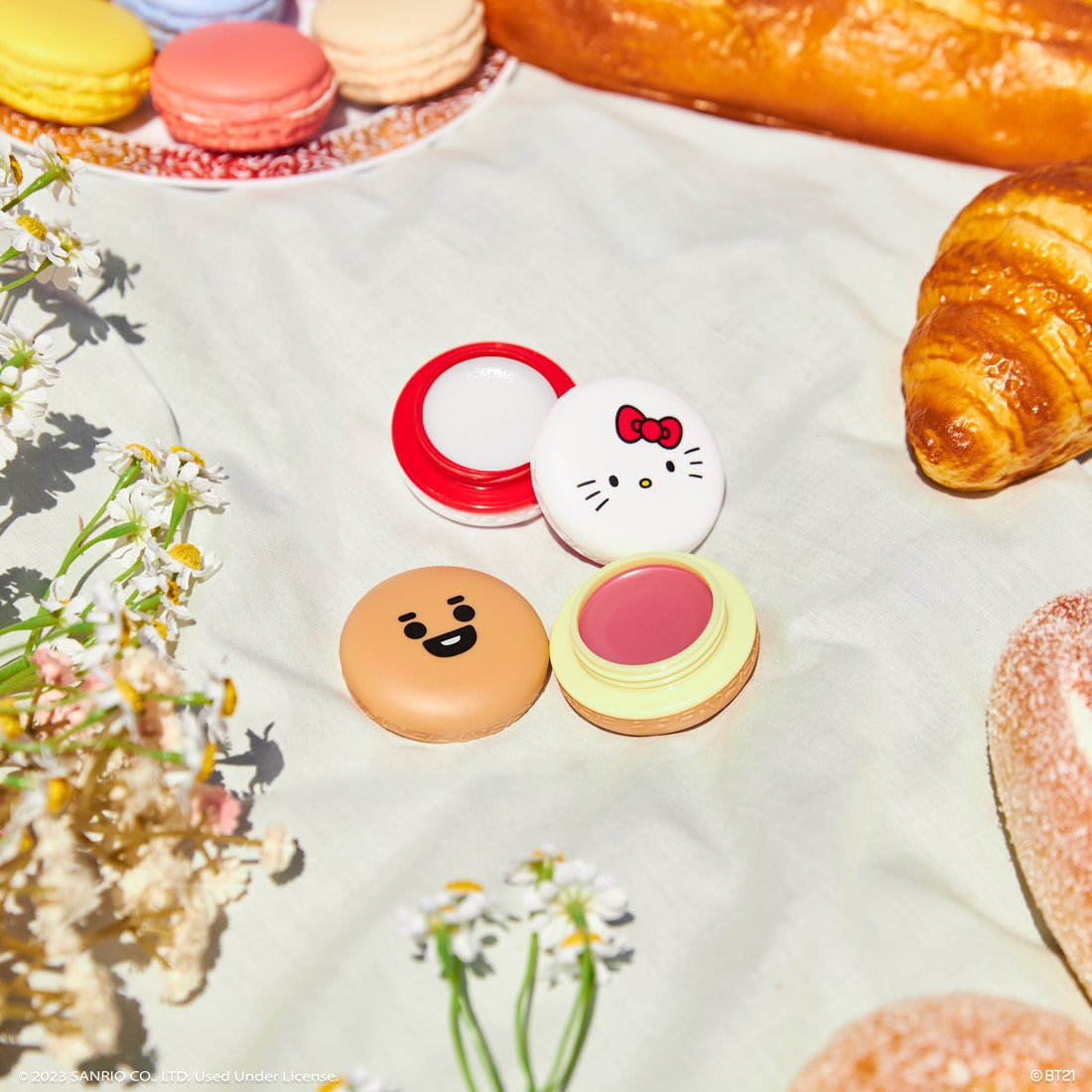 Hello Kitty &amp; BT21 SHOOKY Moisturizing Macaron Lip Balm Duo