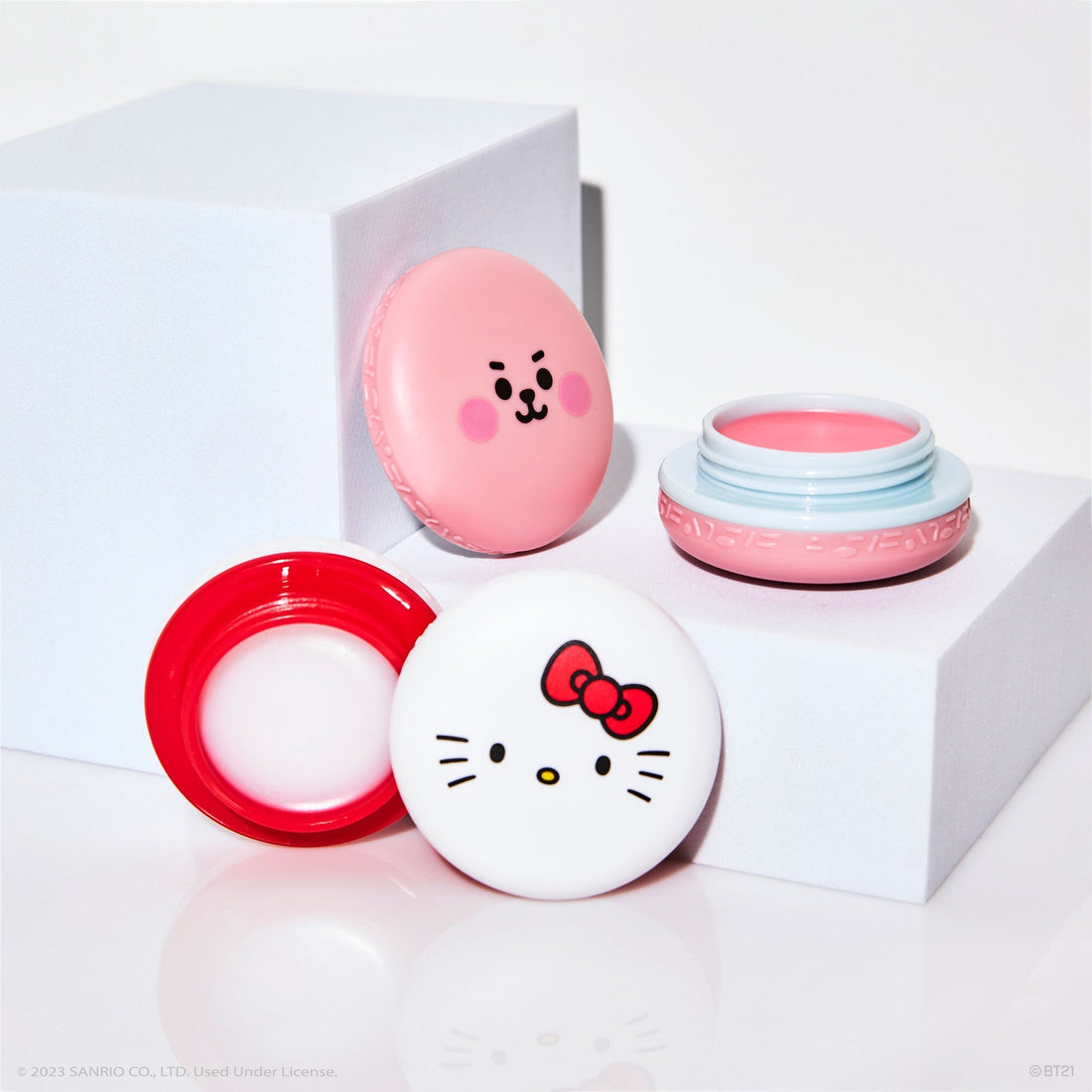 Hello Kitty &amp; BT21 COOKY Moisturizing Macaron Lip Balm Duo