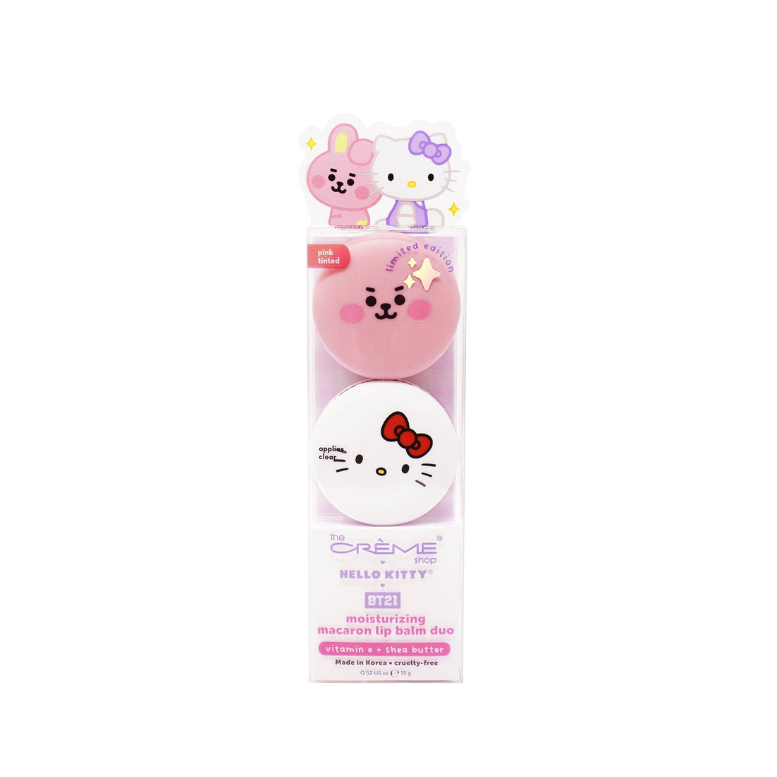 Hello Kitty &amp; BT21 COOKY Moisturizing Macaron Lip Balm Duo