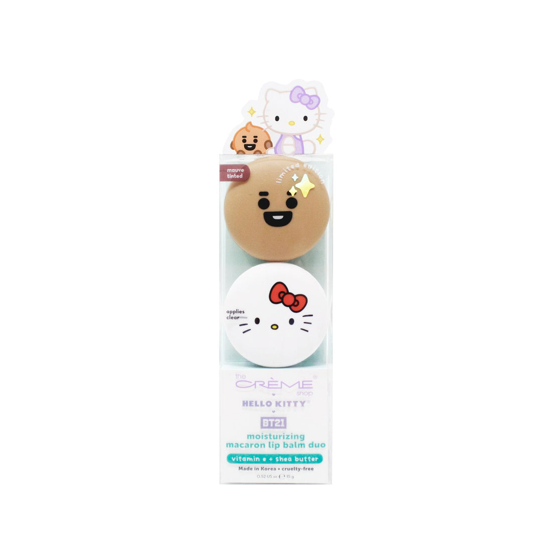 Hello Kitty &amp; BT21 SHOOKY Moisturizing Macaron Lip Balm Duo
