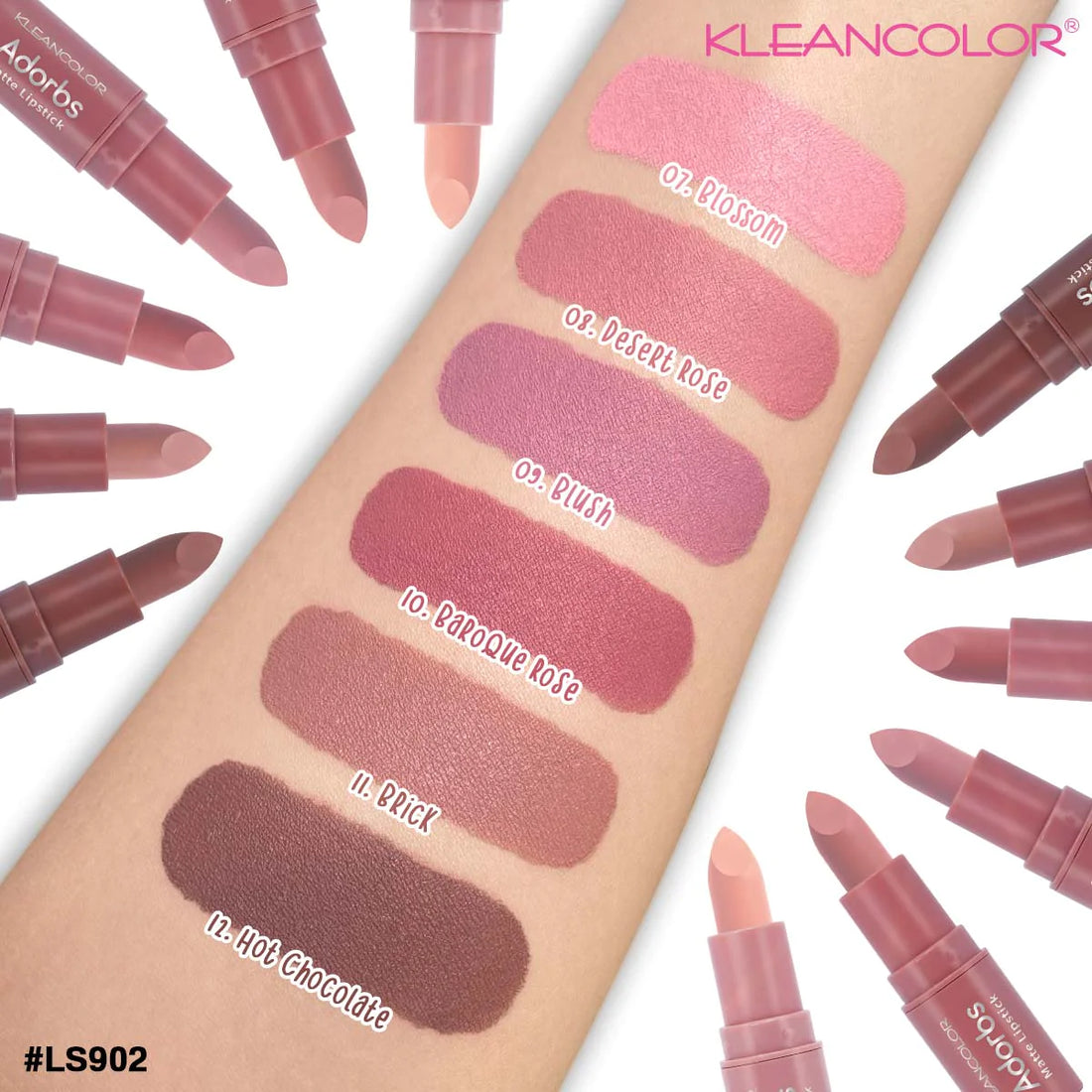 Kleancolor Adorbs Matte Lipsticks Nude Tones
