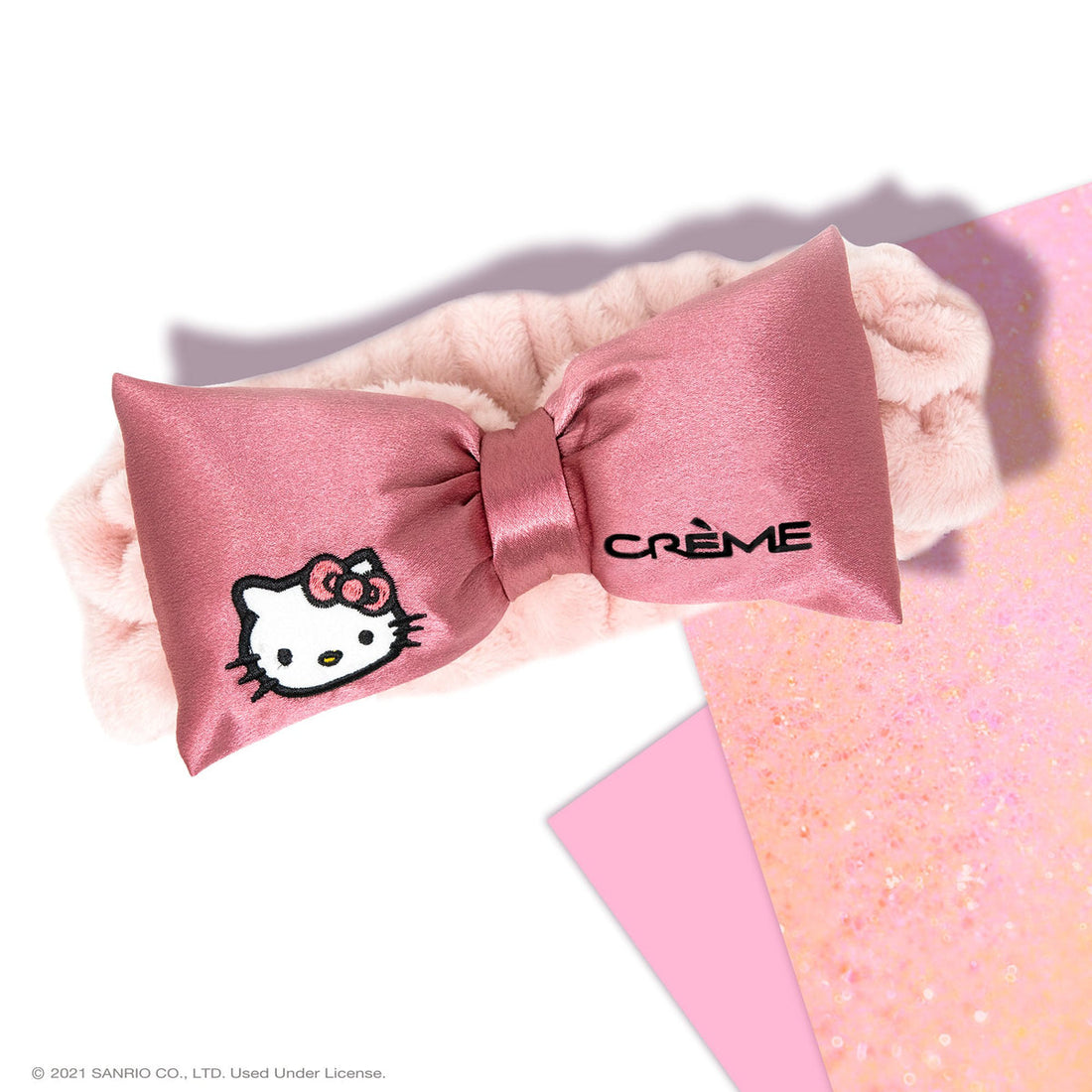 The Crème Shop Hello Kitty Pink Satin Plush Spa Headband Cruelty- Free and Vegan