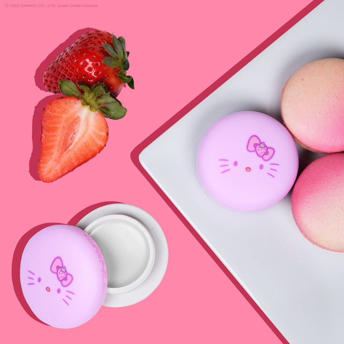 The Crème Shop x Hello Kitty Macaron Lip Balm - Strawberry Rose Latte