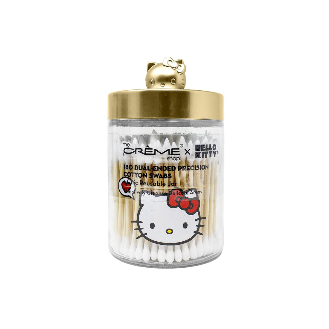 The Crème Shop x Hello Kitty Chic Reusable Jar With Cotton Swabs Matte (Gold)