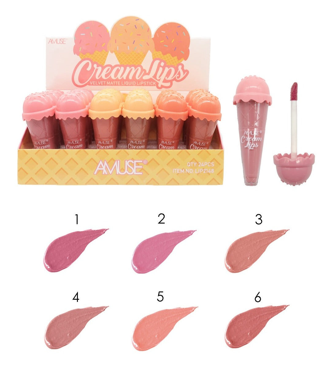 Amuse: Cream Lips Velvet Matte Liquid Lipstick -24pc display
