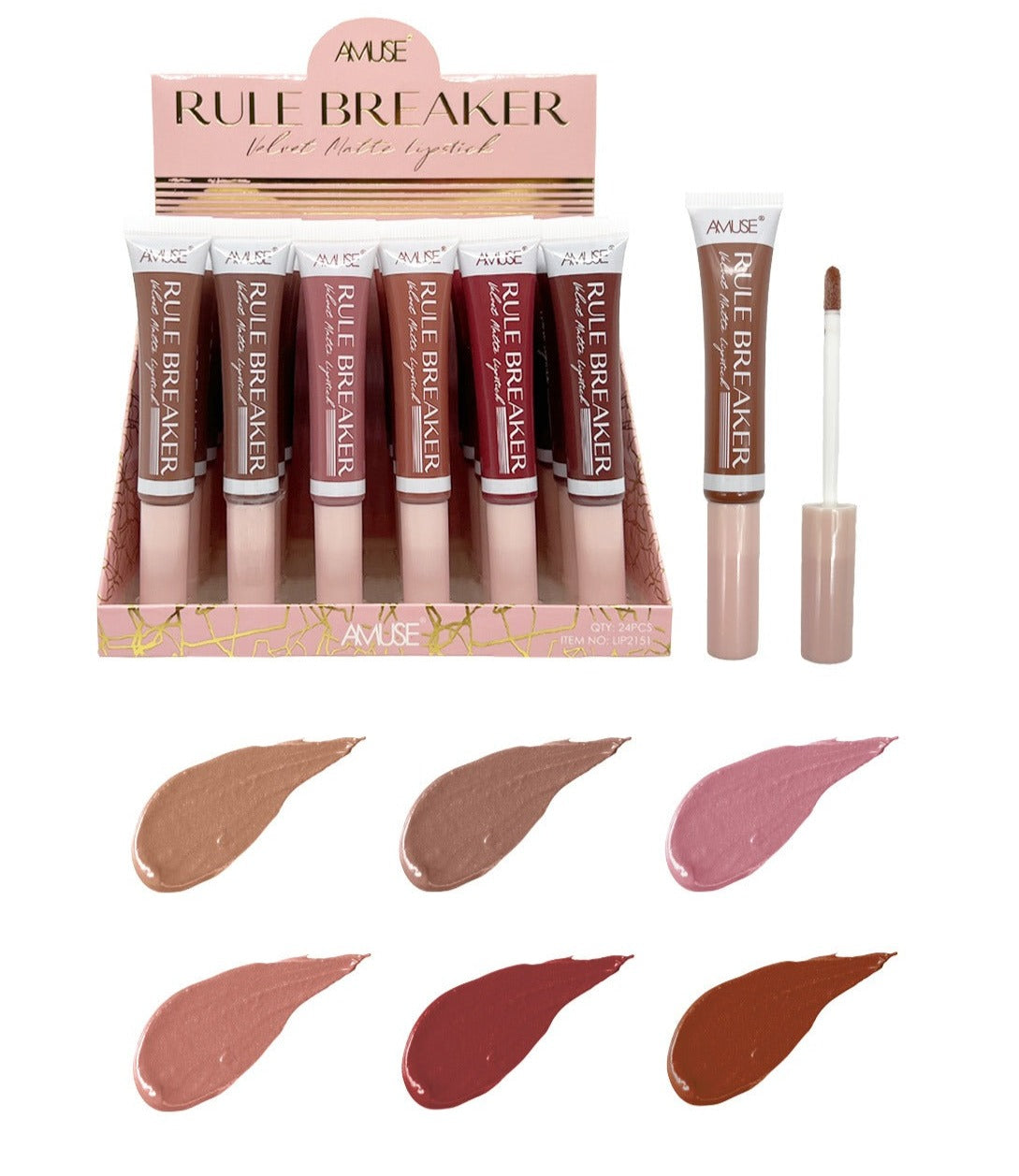 Amuse: Rule Breaker Velvet Matte Lipstick -24pc display