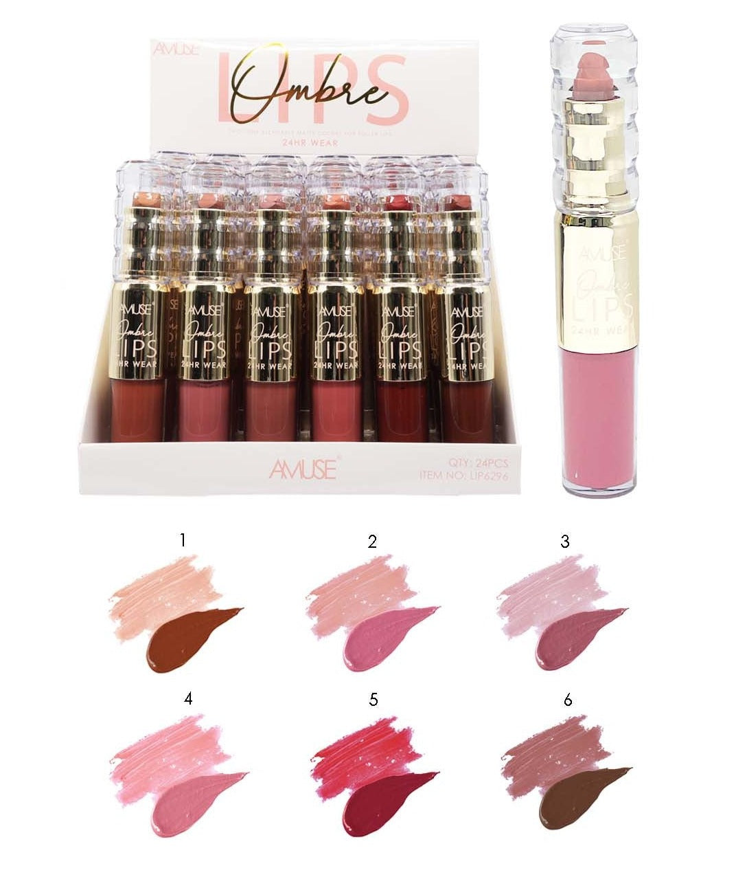 Amuse: Ombre Lips Matte 24 HR Lip Duo - 24pc display