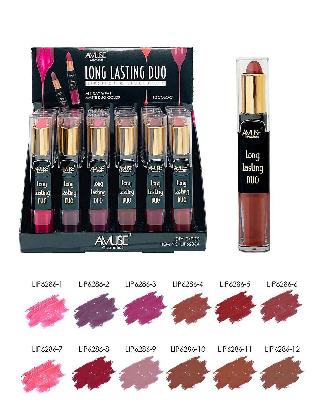 Amuse: Long Lasting Duo Lipstick &amp; Gloss - 24pc Display