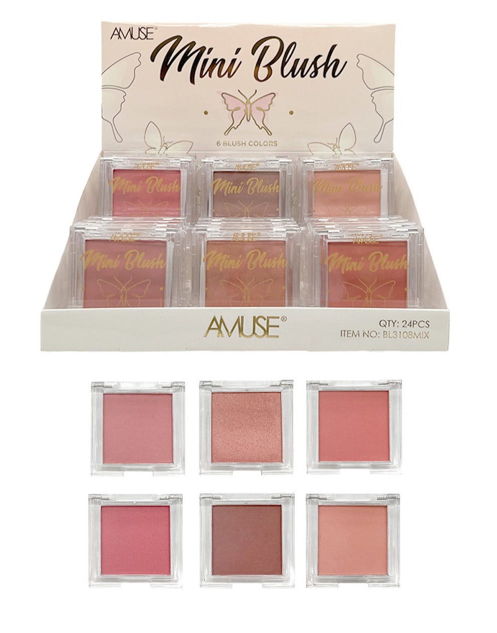 Amuse: Mini Blush 6 Blush Color -24pc display