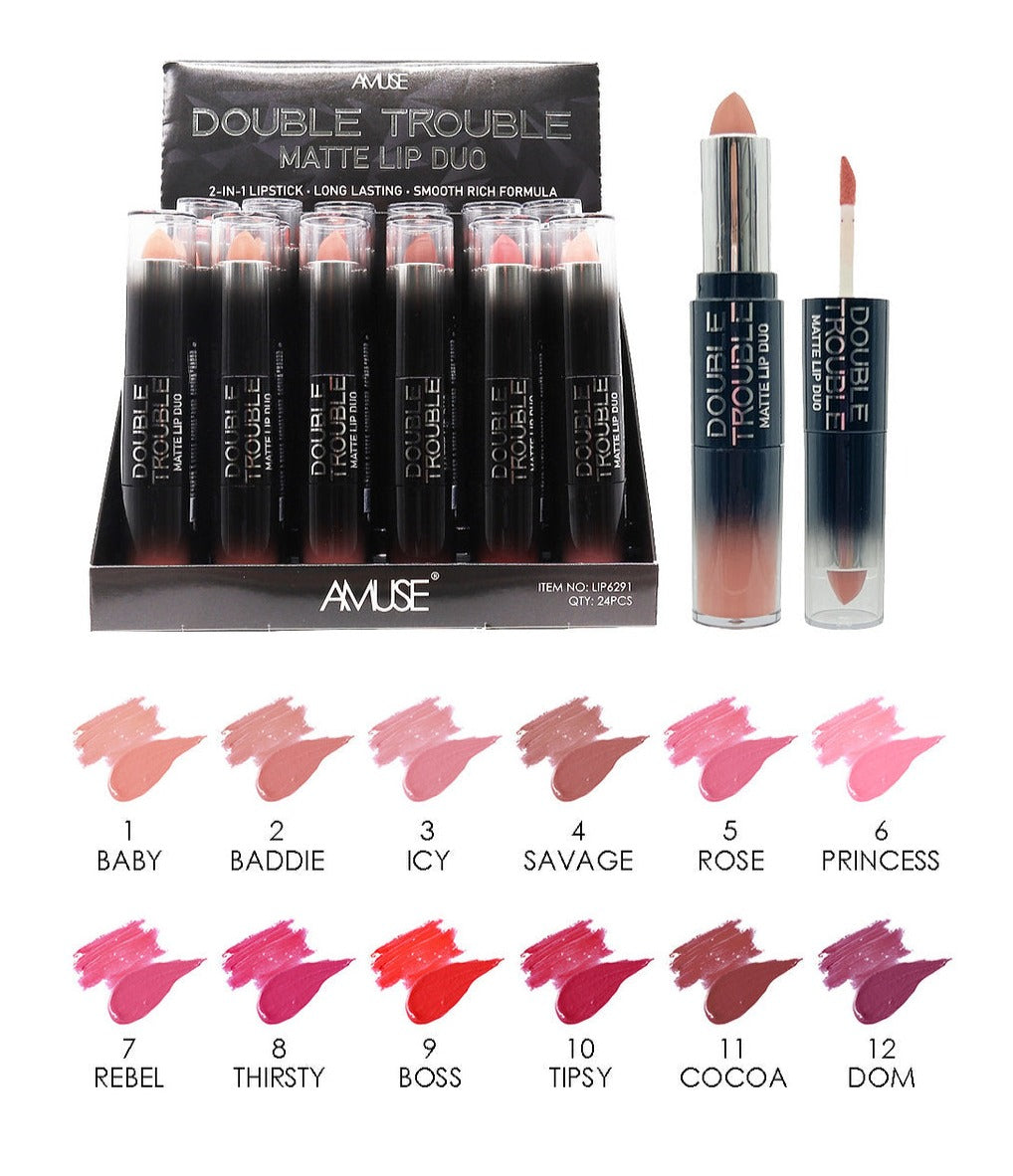 Amuse: Double Trouble Matte Lip Duo -24pc display