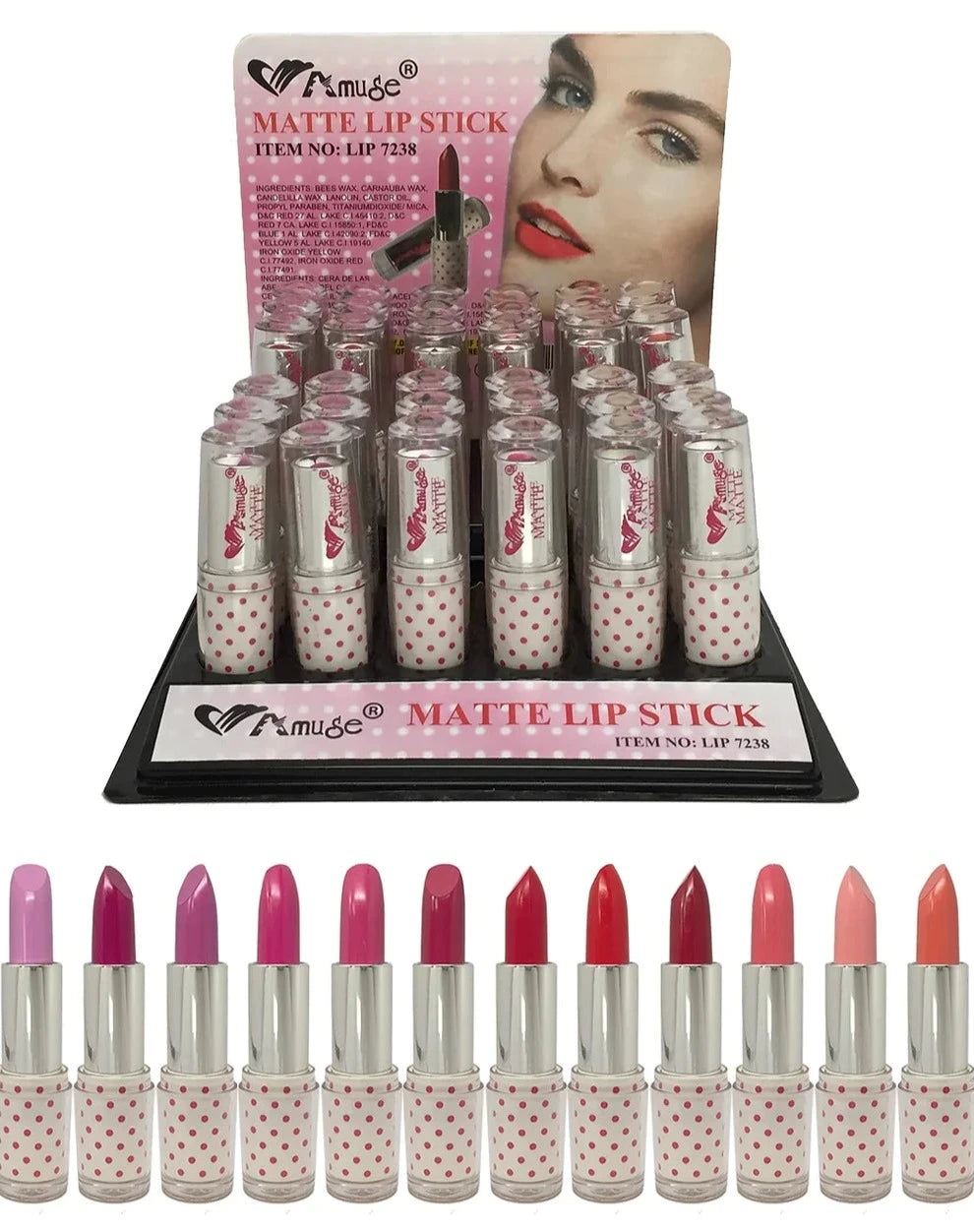 Amuse: Matte Lipstick 12 colors - 36pc display