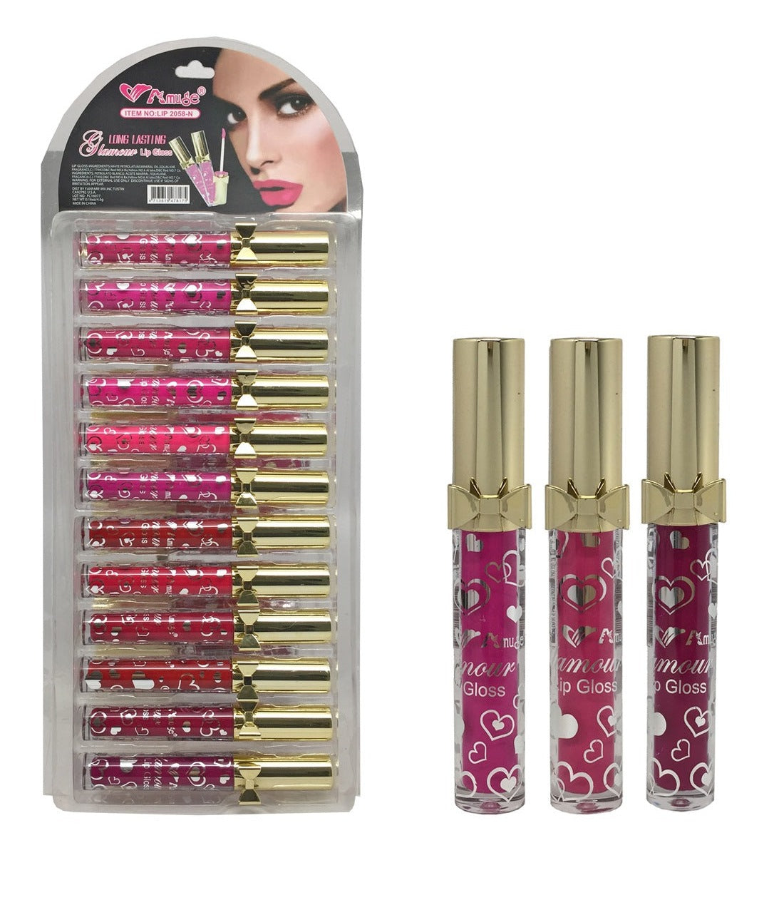 Amuse: Long Lasting Glamour Lip Gloss - 24pc display