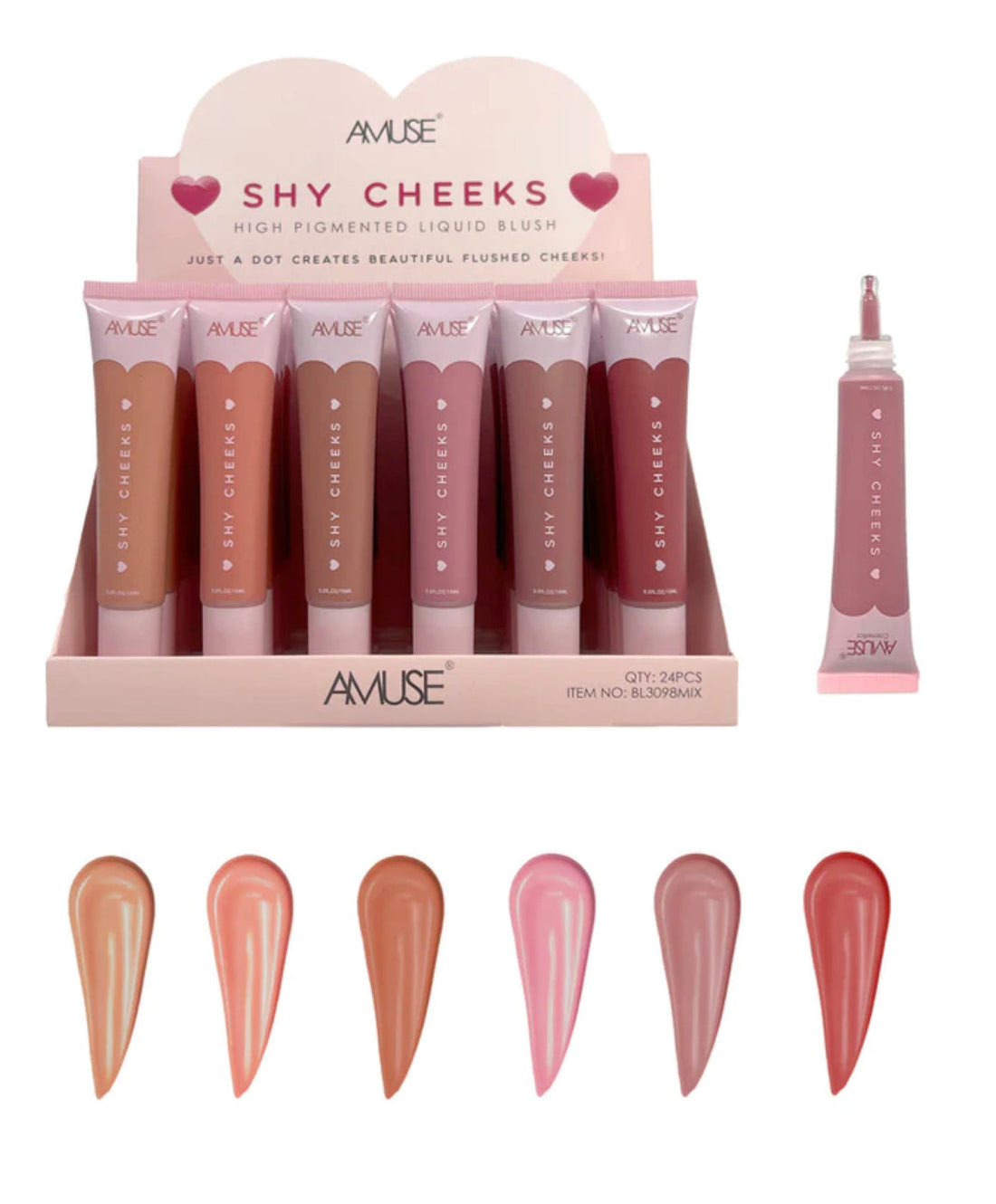 Amuse: Shy Cheeks High Pigment Liquid Blush -24pc display