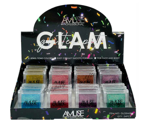 Amuse: Glam Glitter 12 Color Pots -24pc display