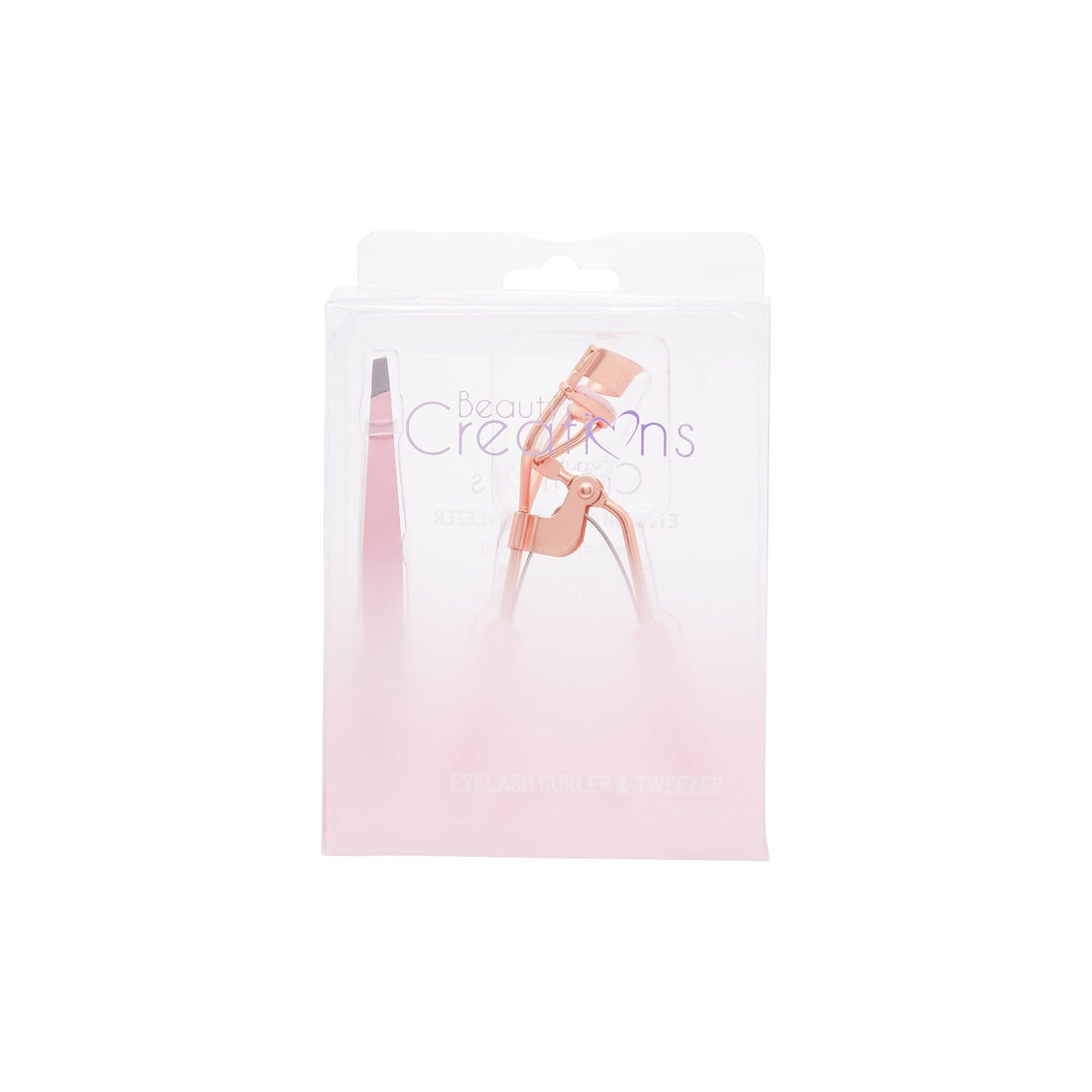 Beauty Creations Light Pink Eyelash Curler and Tweezer Set