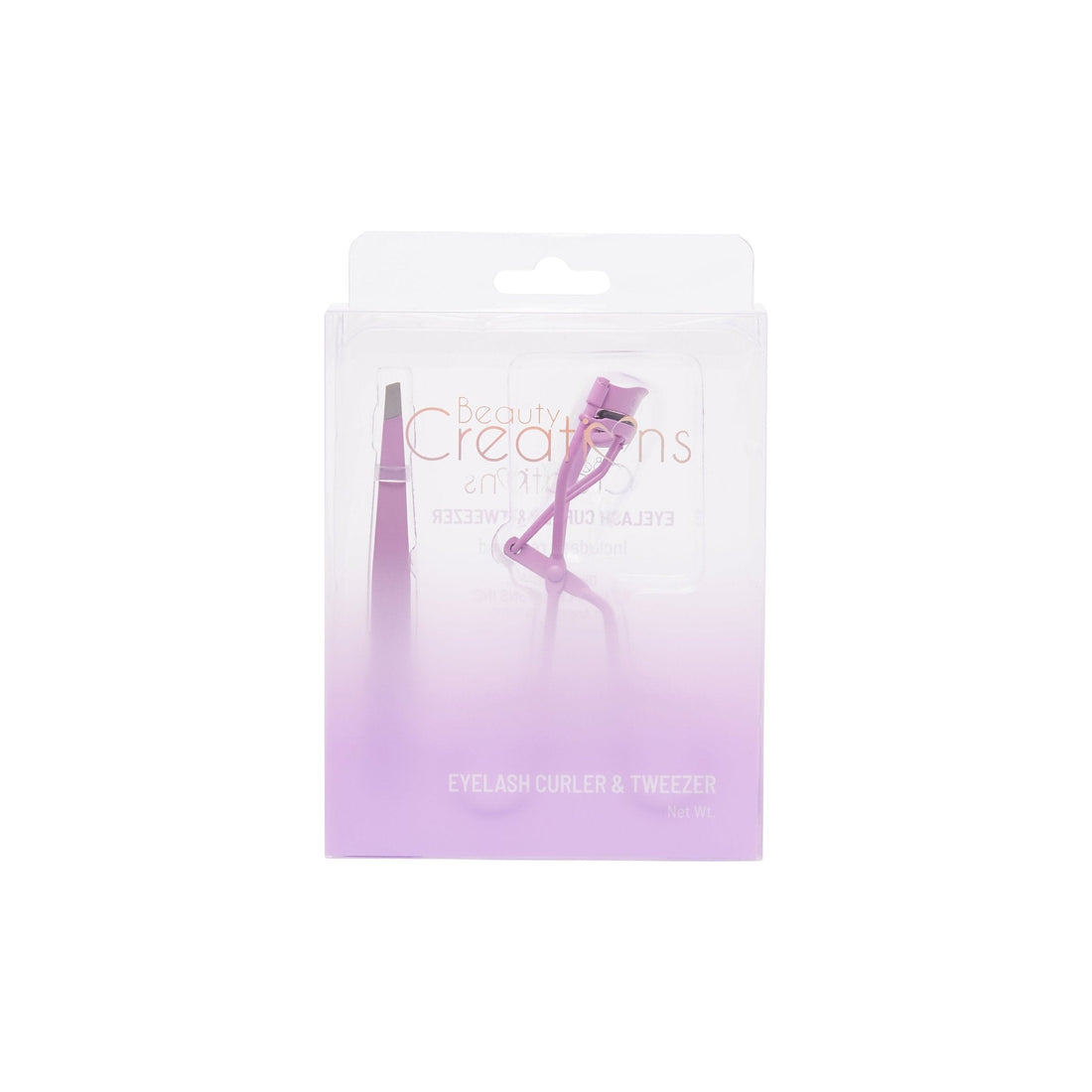 Beauty Creations Purple Eyelash Curler and Tweezer Set