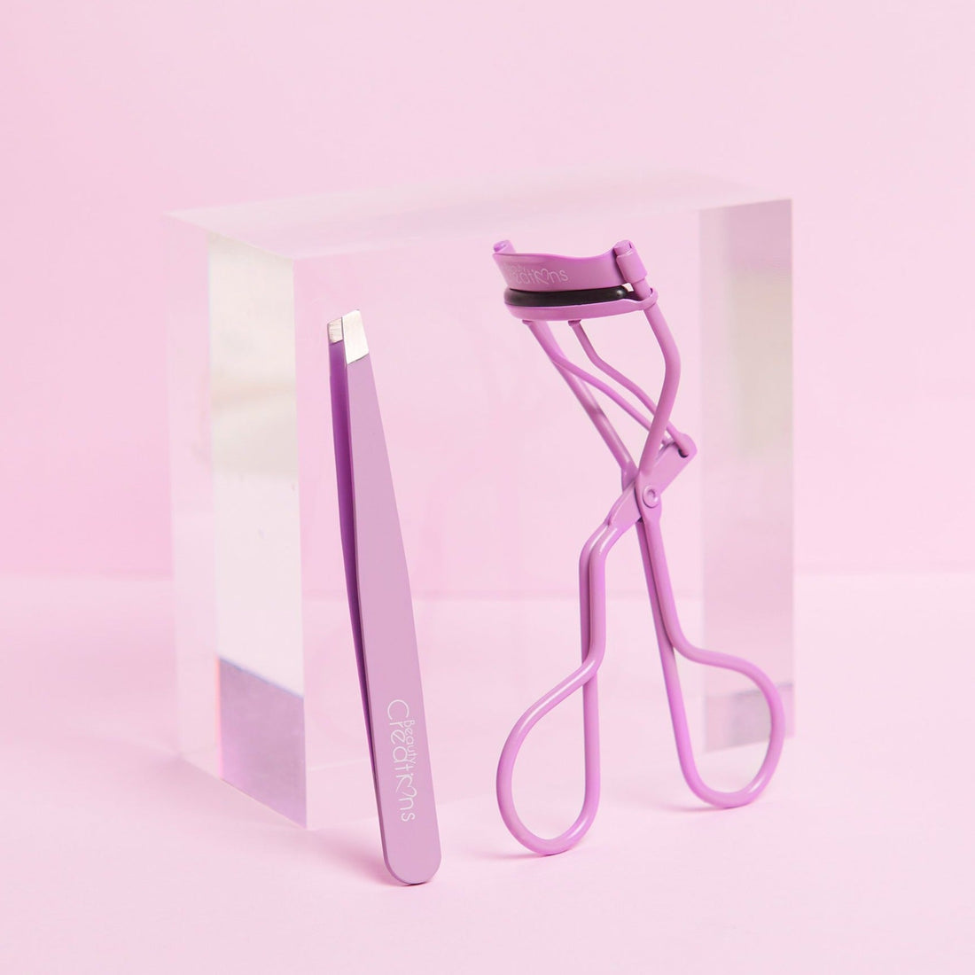 Beauty Creations Purple Eyelash Curler and Tweezer Set