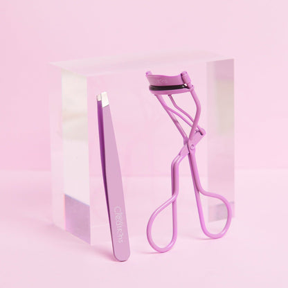 Beauty Creations Purple Eyelash Curler and Tweezer Set