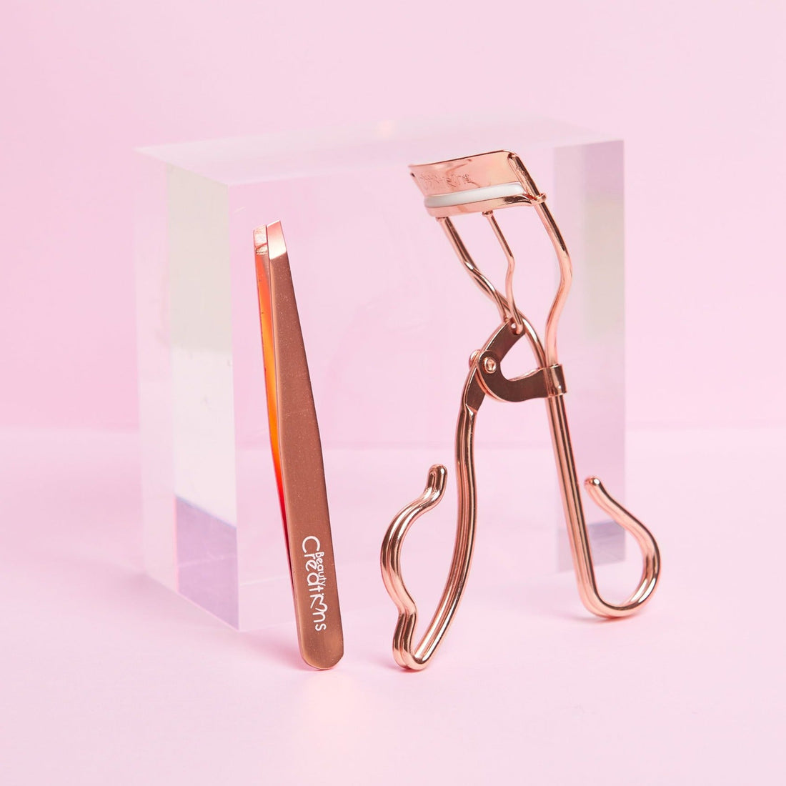 Beauty Creations Rosegold Eyelash Curler and Tweezer Set