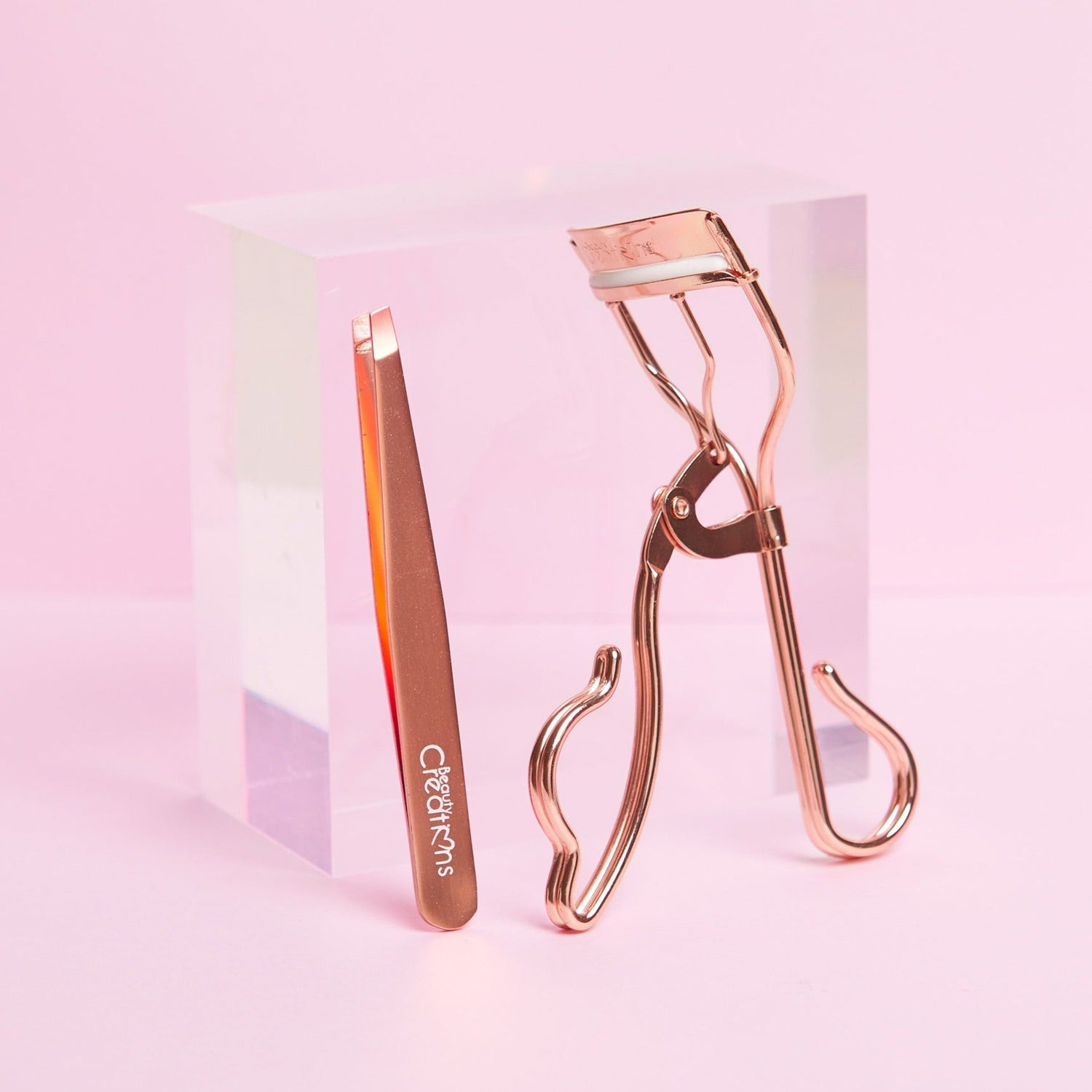 Beauty Creations Rosegold Eyelash Curler and Tweezer Set